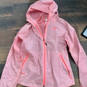 hot pink north face rain jacket
